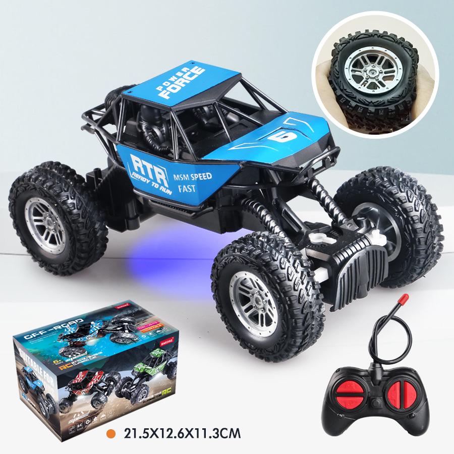 Off-Road Remote Control Climbing Car: High-Speed, 2.4G, Four-Channel, Rechargeable with Lights – Dynamic Toy Vehicle for Kids.