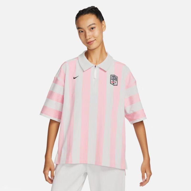 New Nike SportWear Turn-down Collar Short-Sleeve T-shirt Pink FQ0701-122