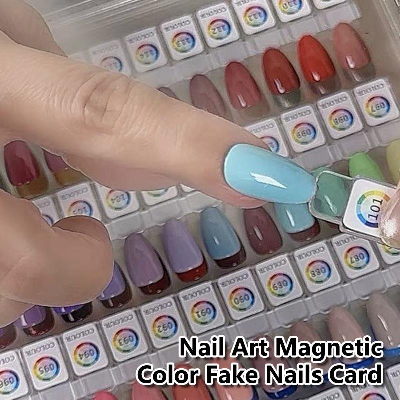24Pcs Magnetic False Nail Tip Display Clear Natural Color Card Polish Gel Stand Board Nail Palette Manicure Nail Glue Practice
