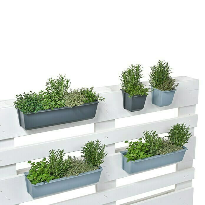 Flowerpot + brackets for mounting on a pallet or fence Easy 37x10x10cm anthracite