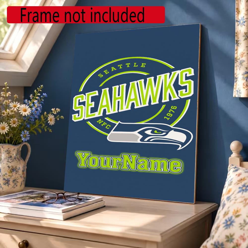 Seattle Seahawks Customize Your Name Diamond Painting Round Diamond Rhinestones Mosaic Diamond Embroidery Wall Paintings Rhinestones Gift Frameless