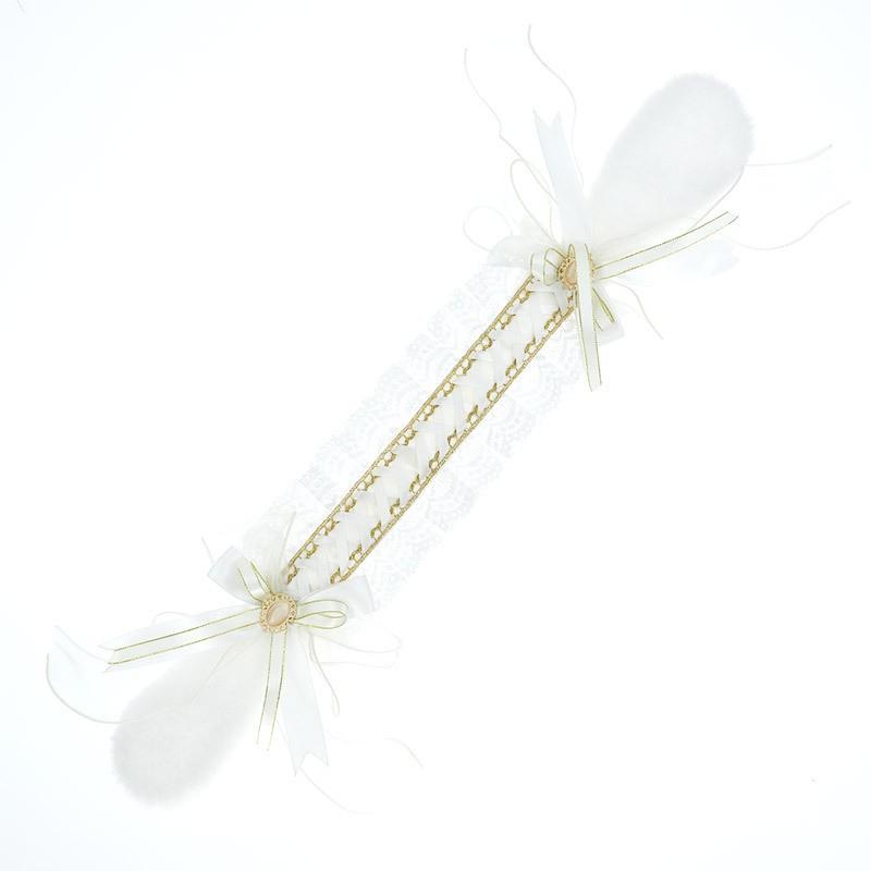 Lolita Hair Band With Lace Trim Plush Rabbit Motif - Cute Anime Cosplay Headband Women Girls