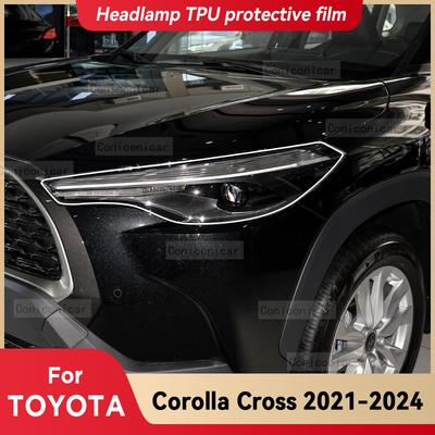 For TOYOTA Corolla Cross Hybrid 2021-2024 Car Headlight Transparent TPU Protective Cover Film Front Light Tint Change Color