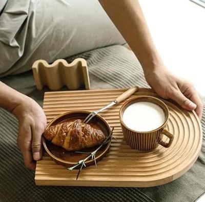 Assiette en bois HARGIO, Plateau en bois, Planche à découper en bois, Plateau en bois, Plateau de café, Plateau de déjeuner, Style coréen, Bois naturel, Élégant, Intérieur naturel,
