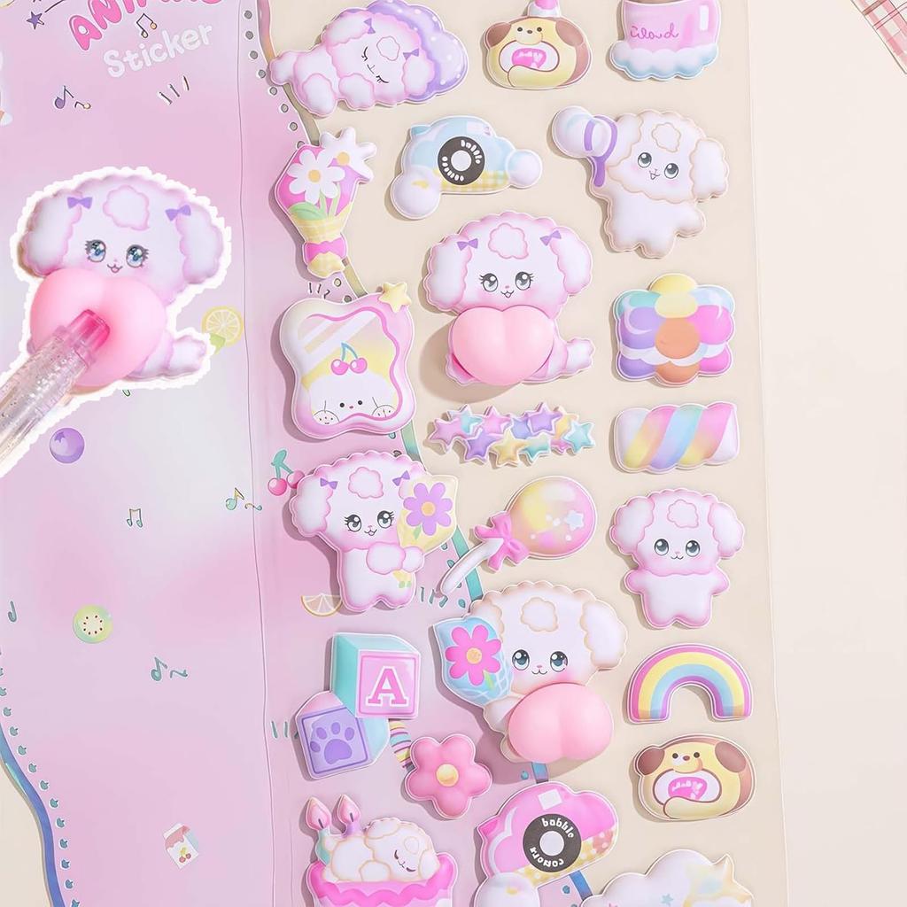 ZHEJIA 3D Squishy Butt Stickers Super Stress Pop Stickers for Sticker Diary Reward Sparkly Decorative Stickers for Kids and DIY Decor for Water and