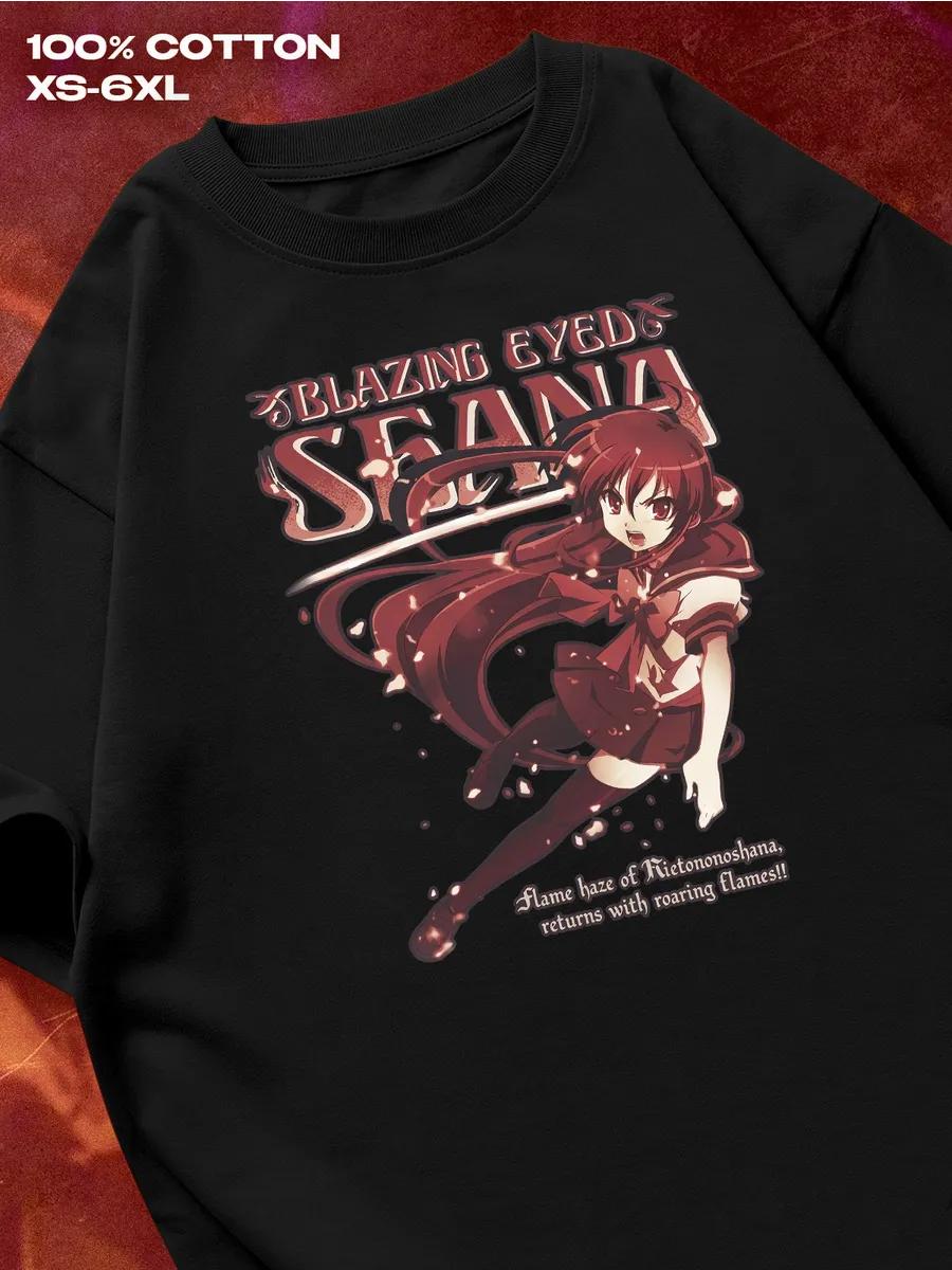 

black T‑shirt Shakugan no Shana anime Mens Tshirt Womens Tshirts with Letters Print Short Sleeves T-Shirt Casual Street Tee Shirt Top S