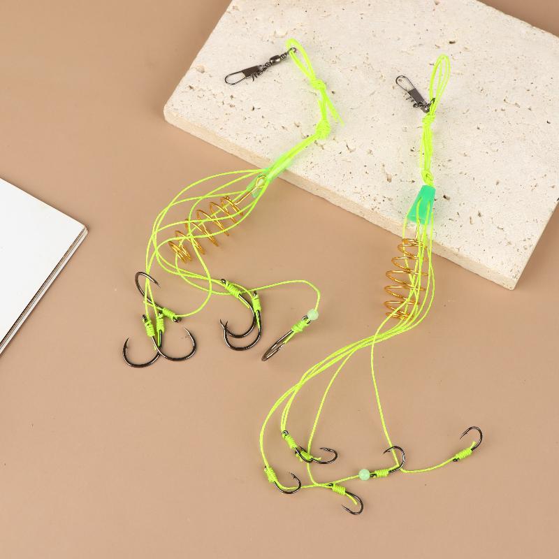 4Pcs Isni Explosive Hook Waist Drum Spring Bait Hook Anti-Winding Silver Carp And Bighead Fish Group Fishing Accessories