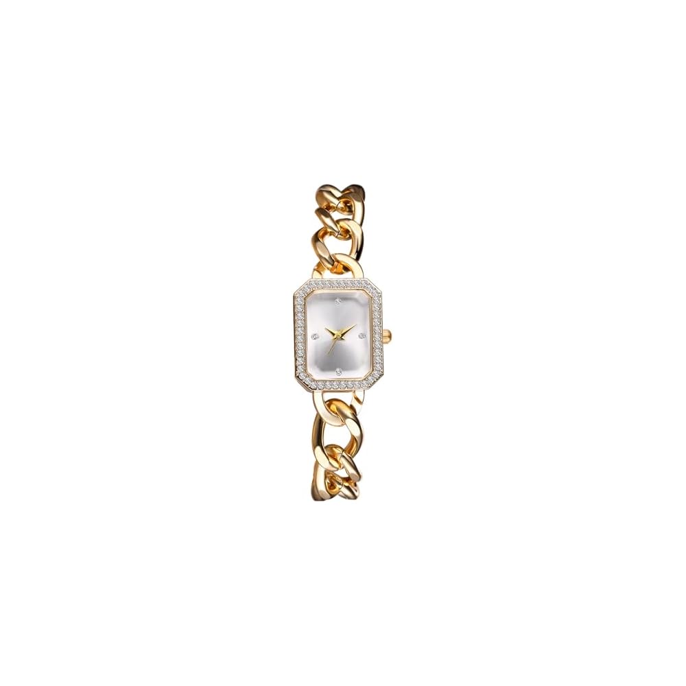 Square Women s Bracelet Watch Gold Analog Display Waterproof Quartz Fashion Accessory