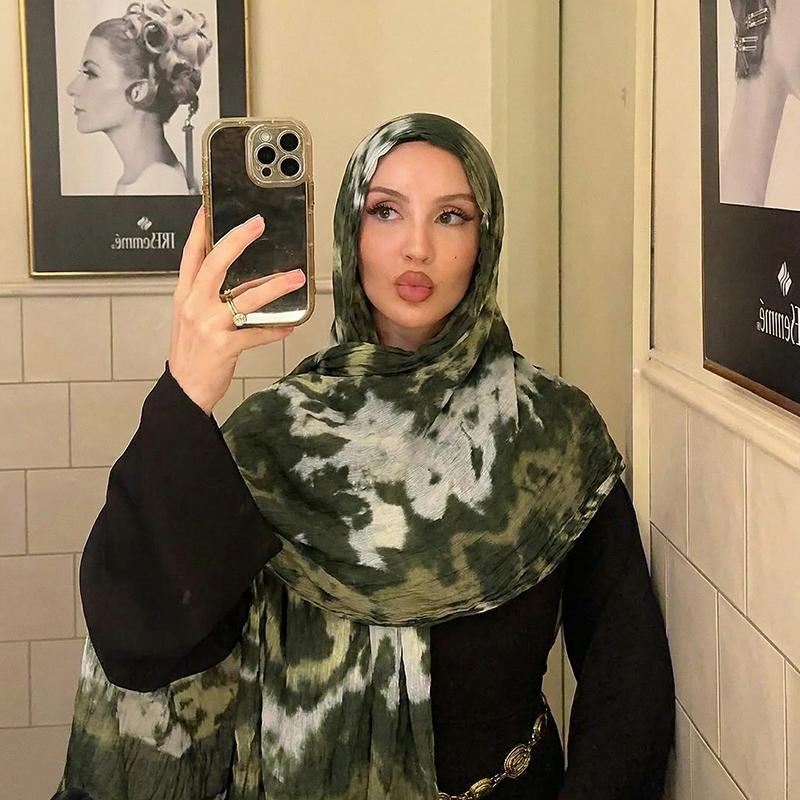 Watercolour Floral Printed Modal Breathable Lightweight Soft Modal Muslim Hijab Women Shawl Hijab Headband Scarves Ramadan