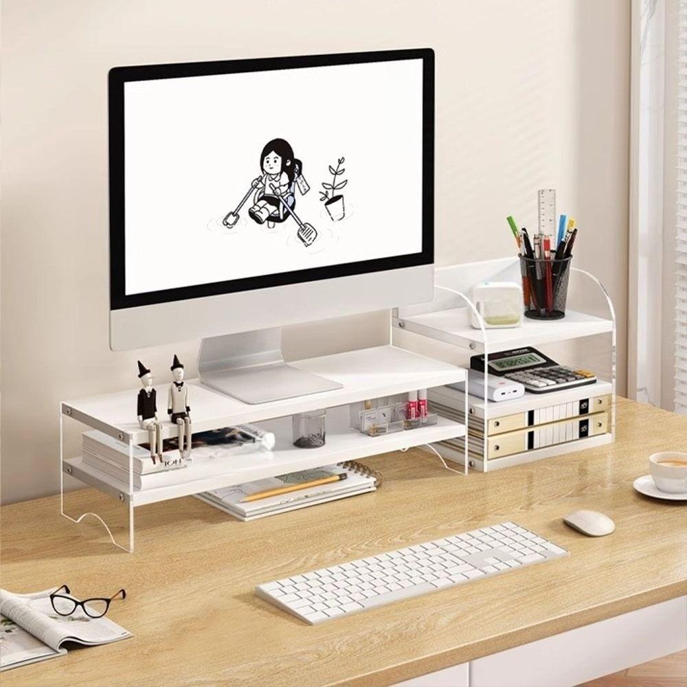 Single/Double Layers Acrylic Floating Computer Stand Protect Neck Comfortable Viewing Height Desktop Laptop Riser