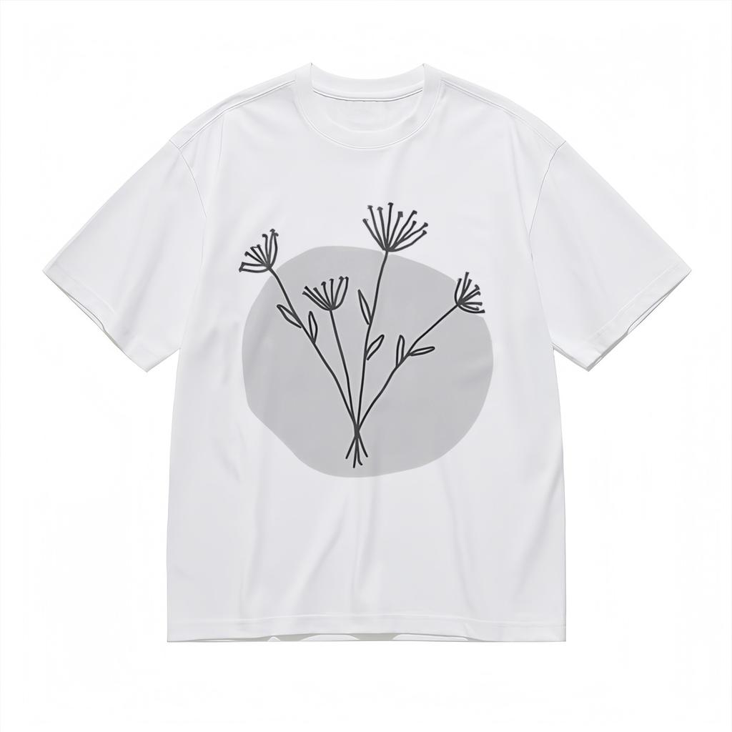 Women's Soft Breathable All Season Classic T-Shirt Mens Womens Tees Top Minimalist Line Dandelion Tee