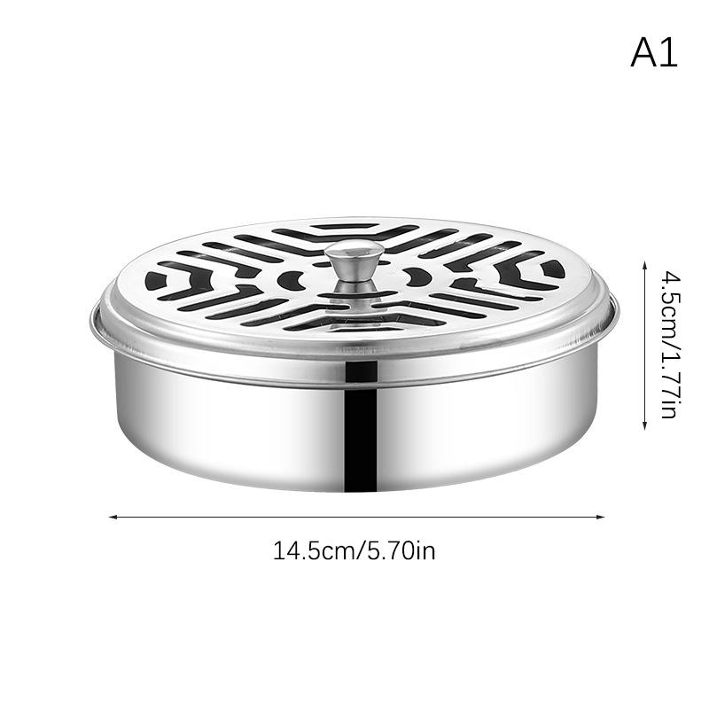 

Бытовая рама для подноса с катушкой от комаров с крышкой из нержавеющей стали, круглая подставка для спиралей, благовоний, отпугивающих насекомых