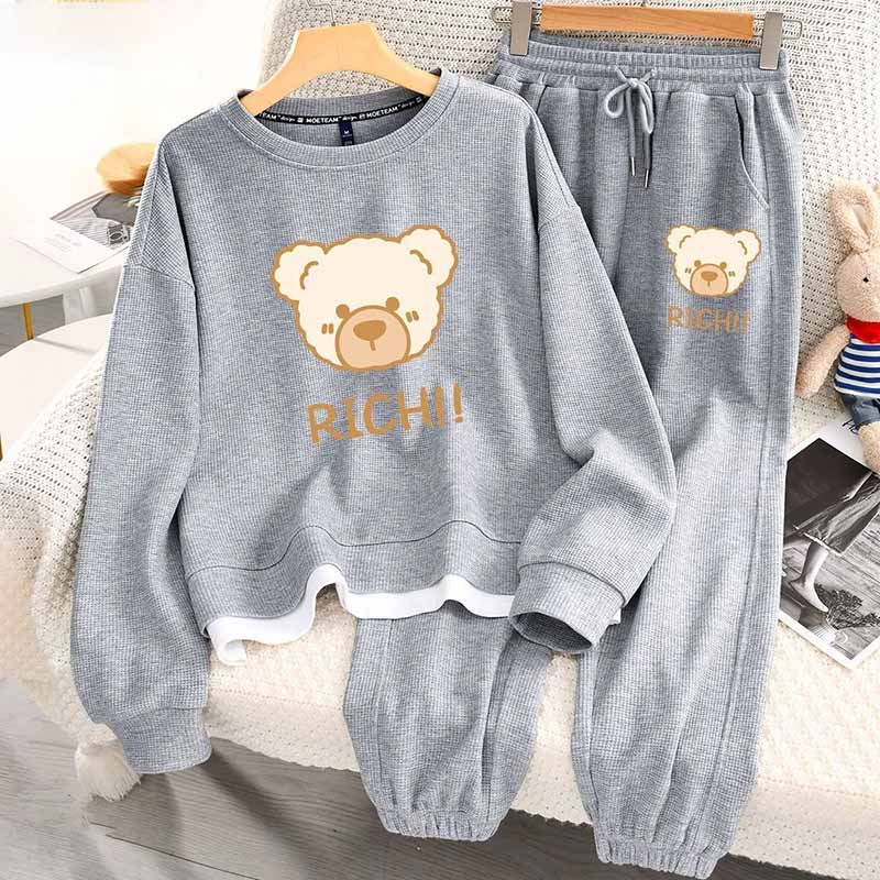 Women Suits Sets Large Size Pullover Sweatshirt Pants Thickened Top Longs Pants Two-piece Oversize 2PC Suit