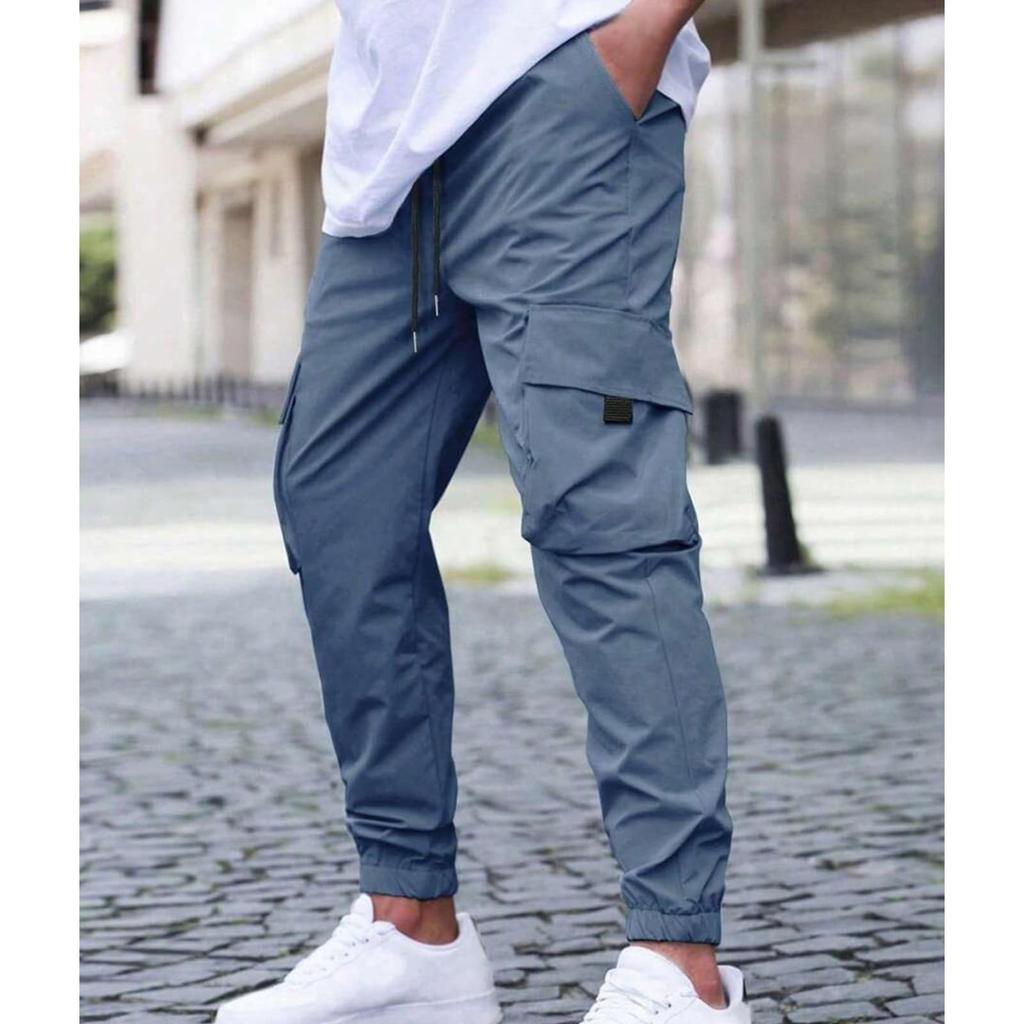 Herr Casual Arbetsbyxor, Lös Casual Byxor med flera fickor, Långbyxor
