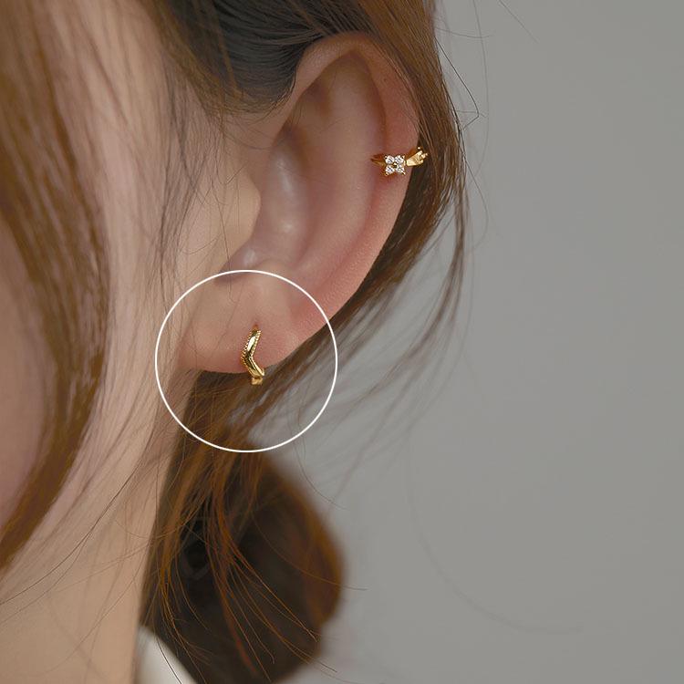 18k Silver Ear Cuffs & Cartilage Studs: Korean Style Women's Earrings