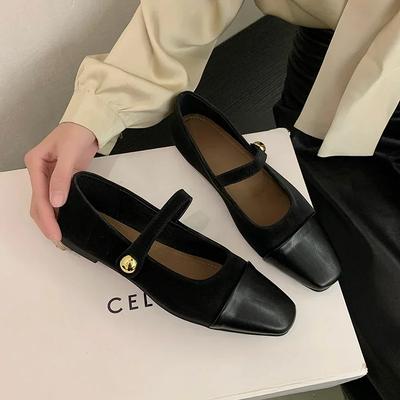 Lente Designer Mary Jane Schoenen Dames Elegante Schoenen met Vierkante Neus Dames Platte Schoenen Mode Casual Jurk Outdoor Ballerina's