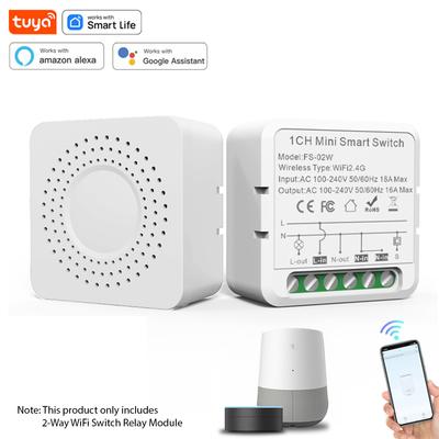Módulo de relé de interruptor WiFi de 2 vías, dispositivo de encendido/apagado inalámbrico de 16A, interruptor de luz de Control Dual, Control remoto