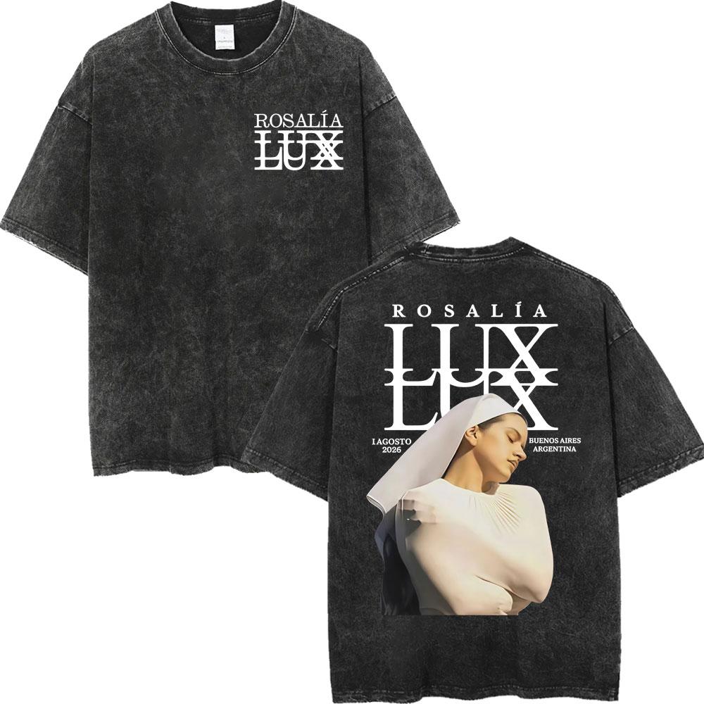 Rosalia LUX Tour Koszulki z Nadrukiem Męskie Damskie Moda Estetyka Vintage Spierana Koszulka Bawełna Wysokiej Jakości Oversize Koszulki