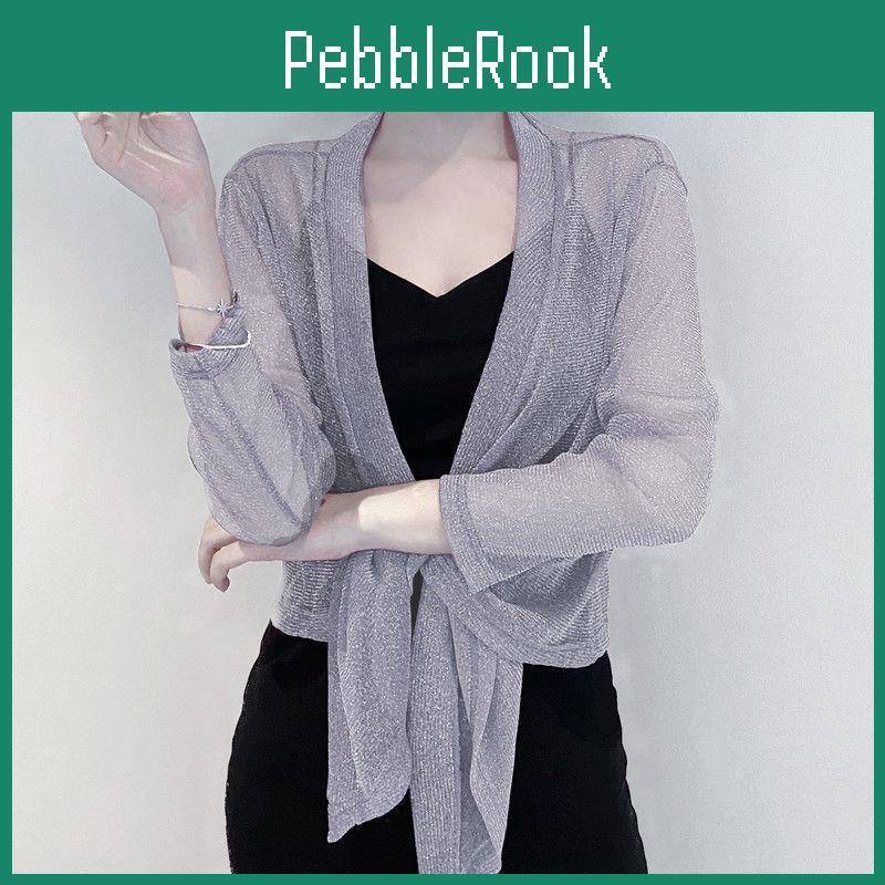 Longsleeved Nylon 1 Lace Pc Cane Loose Thin Shawl Outside The Ladies Sunscreen Shirt Summer Short Jacket Tops Pearlized Ice Silk Cardigan Lace Coats
