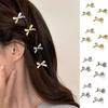 4Pcs/set Metal Bow Golden Bow Hairpins Sweet Cool Bangs Hairpins Fashion Bow Hair Clip  Casual Wear