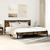 VidaXL Metal Bed Frames with Smoked Oak Headboard 183x213 Cm, Double Bed, Bedroom Furniture, Guest Bed, 3301378