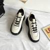 Spring New Fashion Leather Daddy Shoes Women's Waffles Platform Student Casual Sneakers