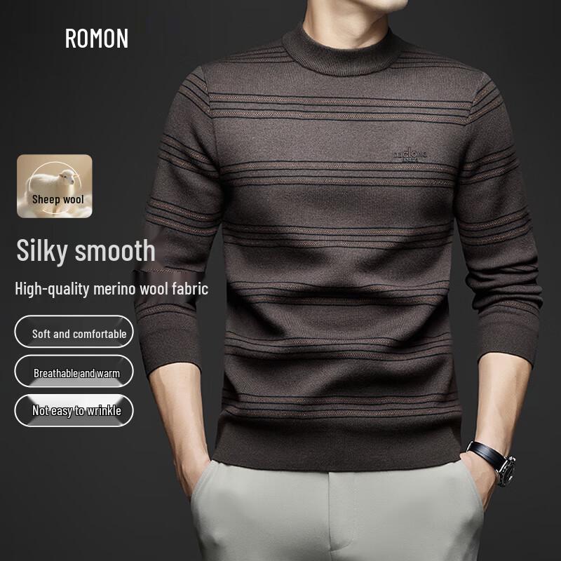 

Men s Thickened Wool Blend Round Neck Sweater XL