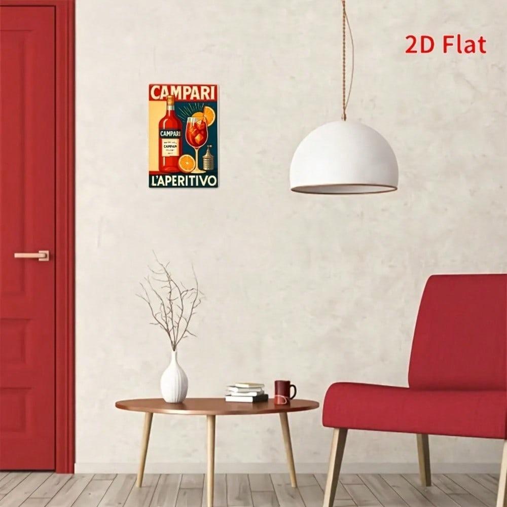 Vintage Campari Metal Tin Sign 8x12 Inch Retro Bar Decor Wall Art
