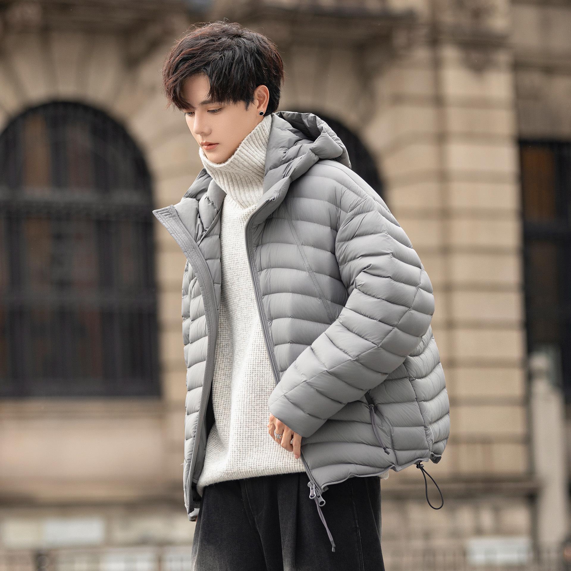 

Trendy Brand 2025 Winter Men s High-Quality Hooded Down Jacket with 90% White Duck Down. Extra Extra Large сірий колір