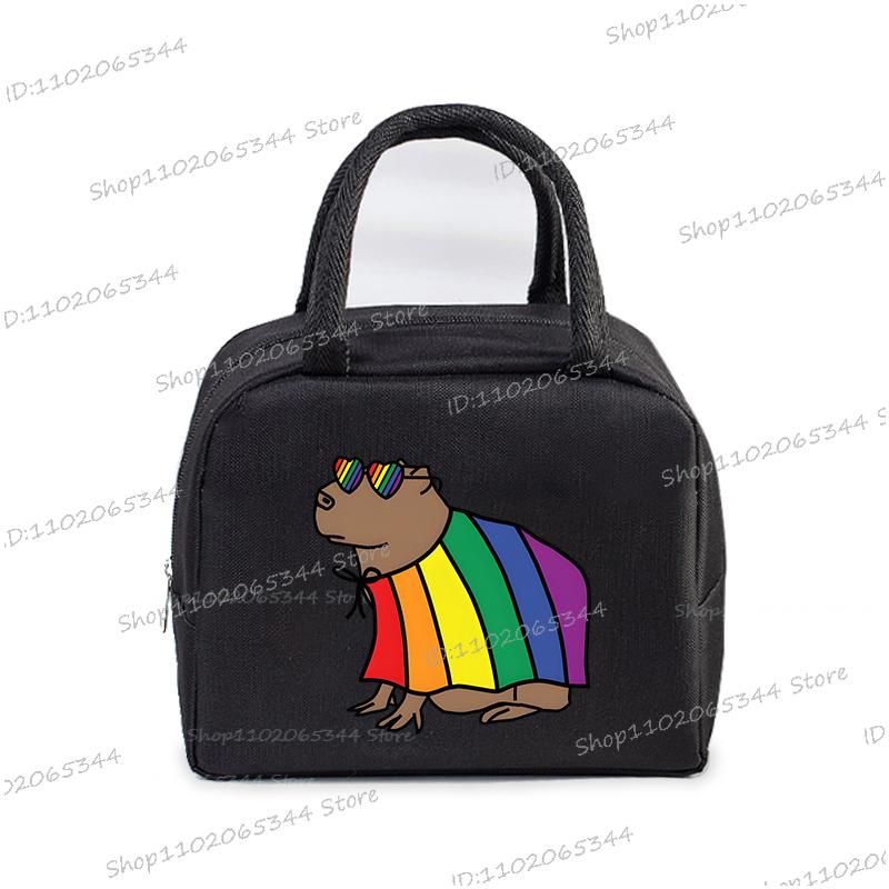 Kawaii Capybara Design Brotdose Aufbewahrungstasche Damen Cartoon Capybara Druck Tragbare Bento Taschen Tier Capybara Liebhaber Lunchtaschen
