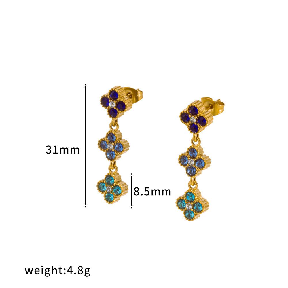 Four Leaf Clover Necklace And Bracelet Set With Zirconia And Stainless Steel For Elegant Casual Wear