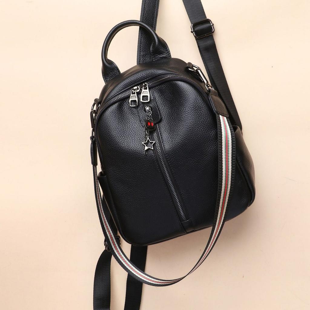 Cowhide Women's Backpack, Fashionable Versatile Travel Soft Leather Schoolbag, Dual-purpose Leather Women's Bag