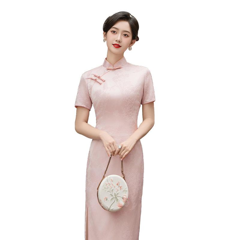 Pink cheongsam summer women's daily young spring and summer temperament retro Republic of China style new Chinese style improved cheongsam