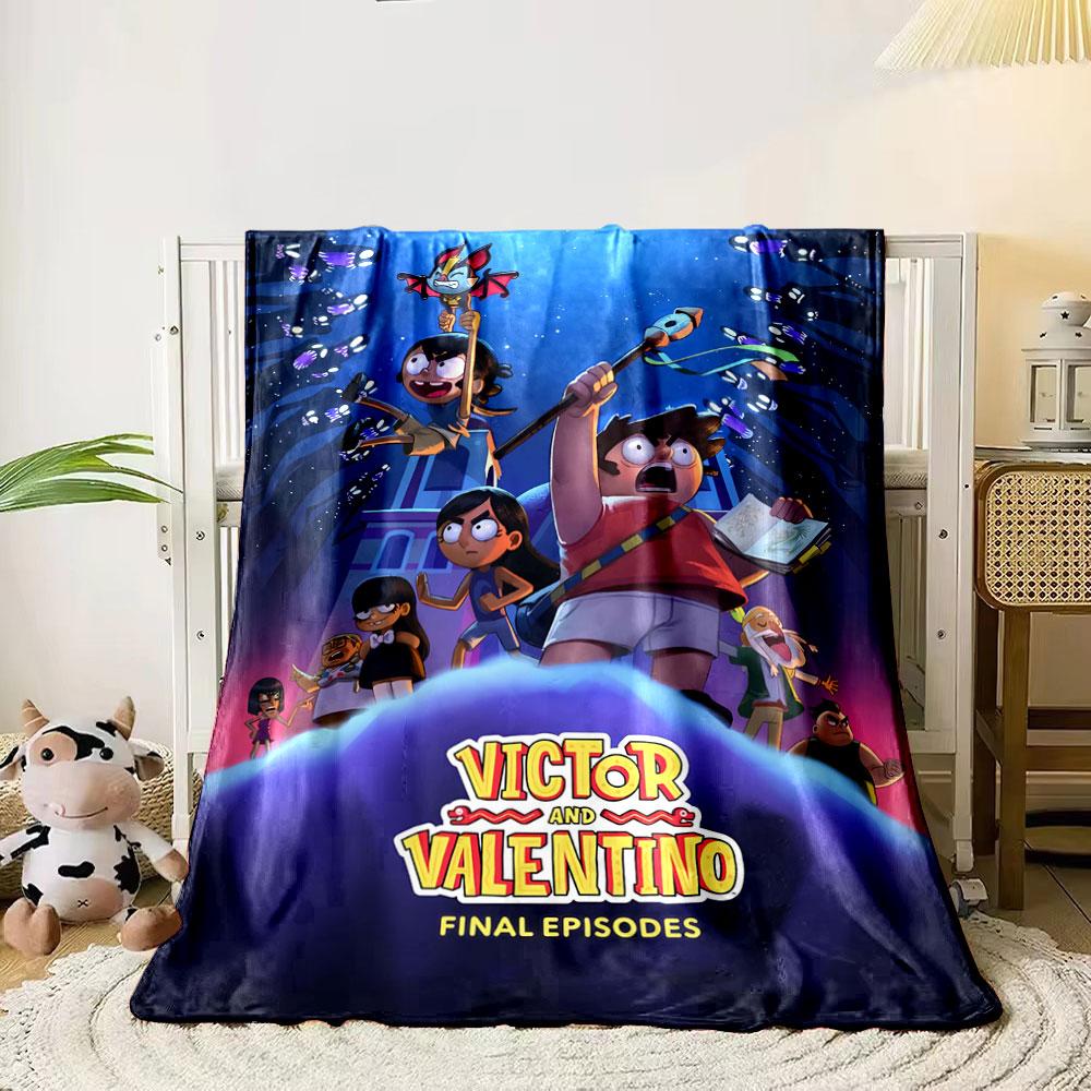 Two characters in dramatic pose beside a futuristic car with lightning. for all seasons blanket lunch break throw gift 80cm x 120cm