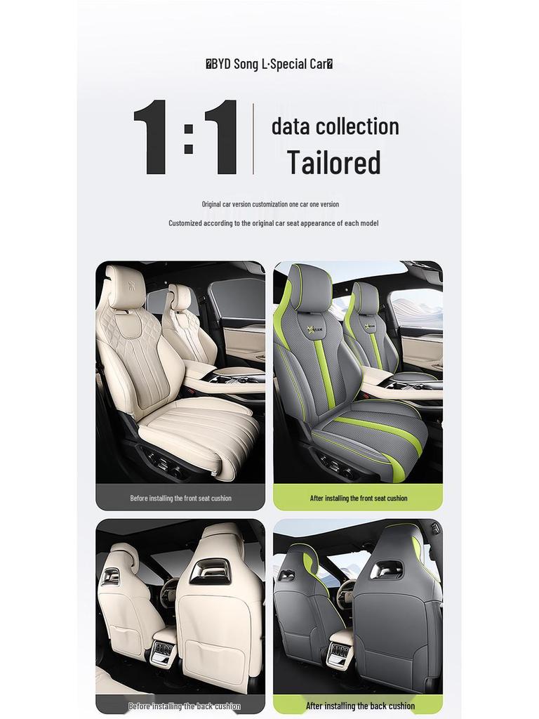 New Model Full Leather Car Seat Cushion for BYD Song L - Universal Four Seasons Use