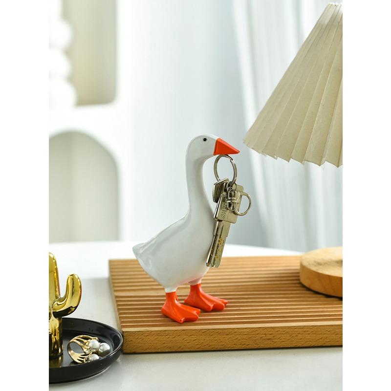 1 Stück Magnetischer Gänse Schlüsselanhänger Heimdekoration Skulptur Büro Schreibtisch Dekoration Harz Gans Enten Skulptur Werkzeugablage Zuhause