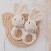 Crochet Baby Crochet Rattle Wood Ring Knitting Gym Toy Cartoon Bunny Rattles Toys  0-12 Months