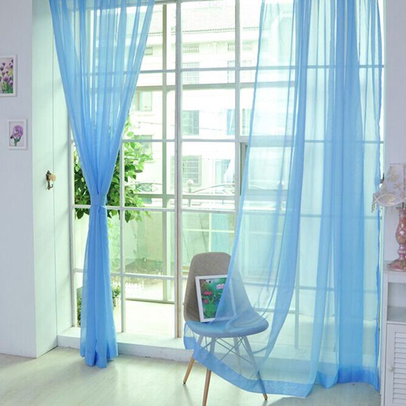 Simple Voile Solid Sheer Tulle Curtains Decoration Window Curtains Living Room The Bedroom Window Screening Panel Cortinas