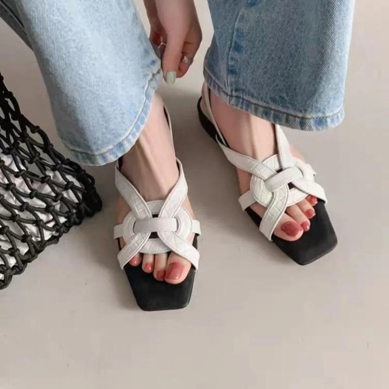 Fashion New Women's Fashion Leather Sandals Summer Woman Roman Shoes Casual Comfort Soft Beach Shoes Female Flat Sandals Size 35-41