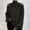 Ladies  And Winter Fashion Off Shoulder Turtleneck Warm Solid Color Long Sleeve Sweater
