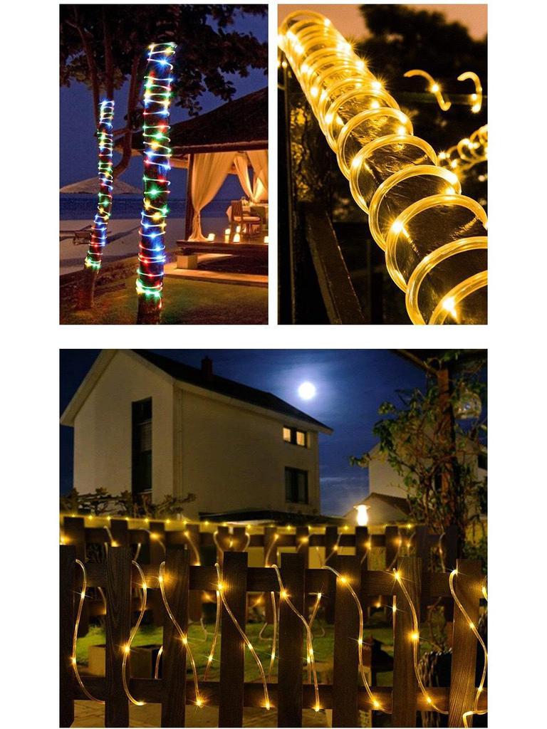 Colorful Outdoor Solar LED Tube Strip Lights - USB/Battery Powered Christmas Lighting with Copper Wire