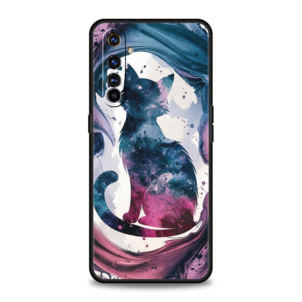 Cute Cat Case For Realme C67 C63 C55 C53 C35 C25 C21 GT 2 3 5 6 10 11 12 13 Pro Plus 5G Soft TPU Phone Cover Fundas Capas Bags