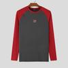 INCERUN Men Round Neck Long Sleeve Stitching Print Tops Fitted Undershirts