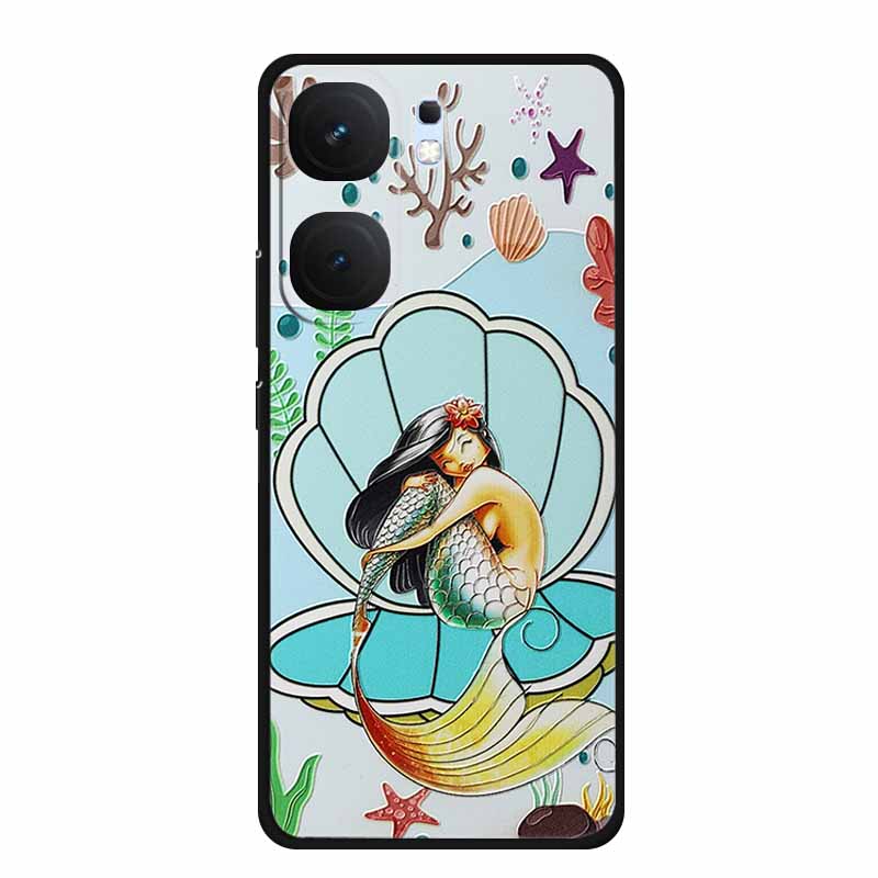 3D TPU Case For Vivo iQOO Neo 9 pro Flower Emboss Funda Neo 9s Pro Back Relief Silicone Soft Phone Cover Cartoon Bumper Capa