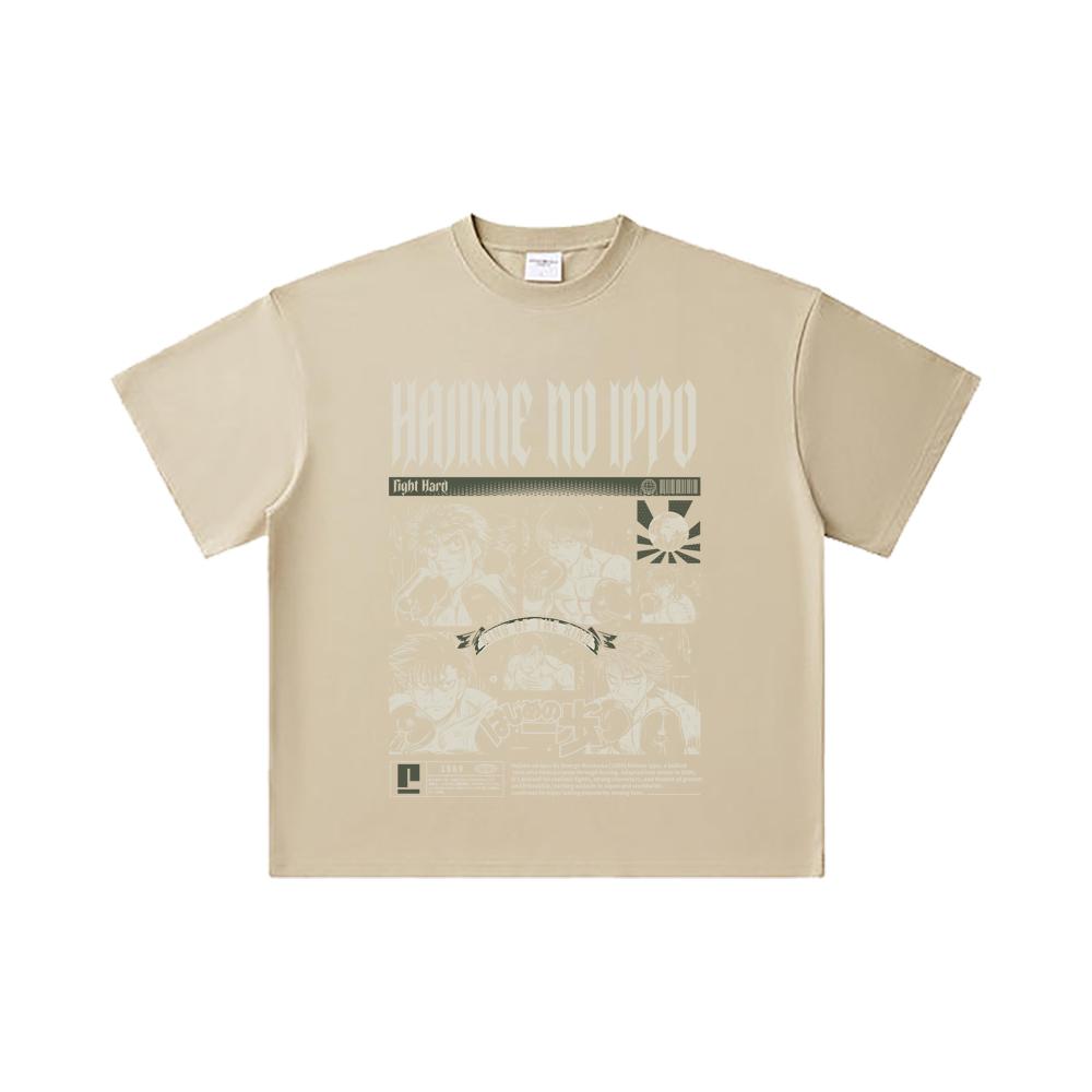 260 GSM Double Yarn 32 Count 100% Cotton Hajime No Ippo V3 Print Unisex Heavy Cotton T Shirt
