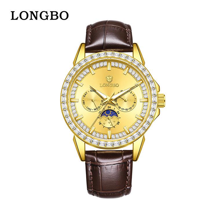 

Longbo Classic Men s Fashionable Waterproof Leather Belt Wristwatch 83816