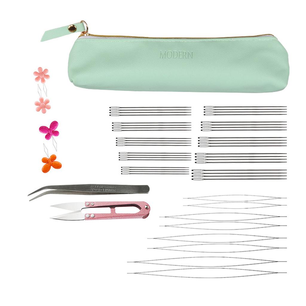 Beading Needle Kits for Jewellery Making Big Eye Beading Needle Needle Threaders Metal Thimble and Storage Tube/Bag