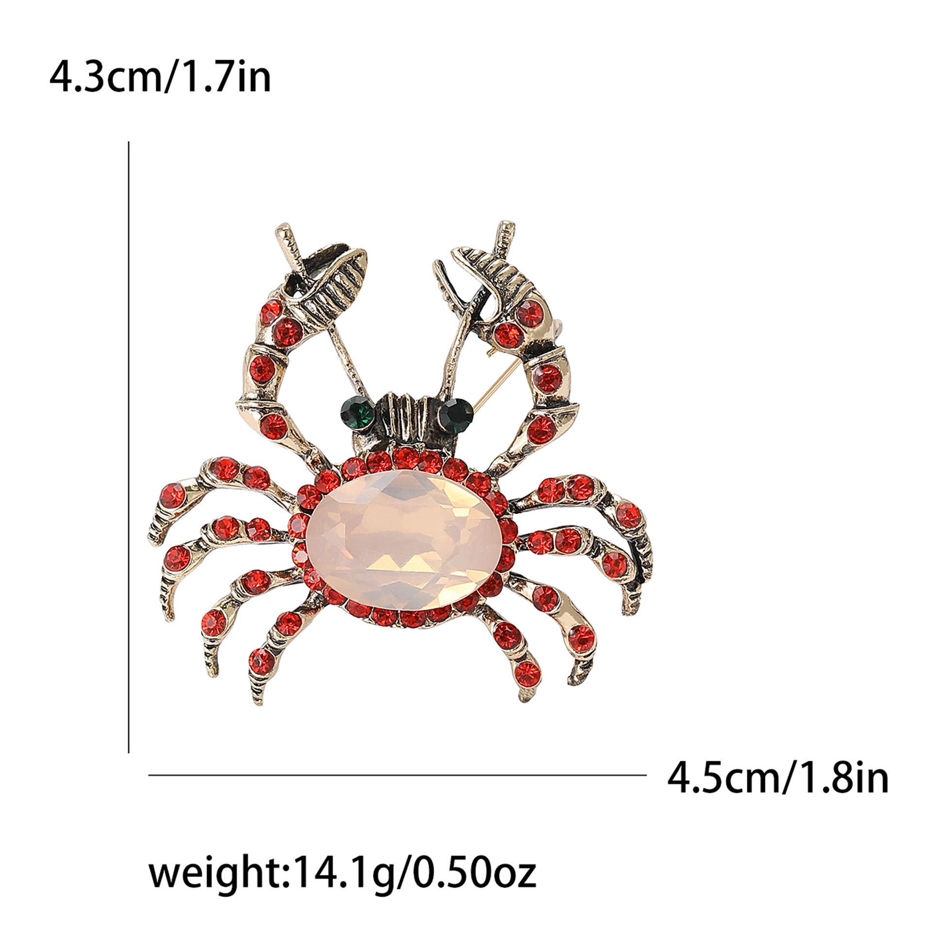 

Креативная брошь в виде краба из сплава со стразами, милая изысканная брошь для мужского и женского костюма, рубашки, корсажа, ювелирное украшение