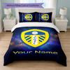 Conjunto de Roupa de Cama Leeds United com Nome Personalizado 1 Capa de Edredom + 2 Fronhas Logo de Futebol Presente Personalizado para Ocasião Especial Decoração de Quarto