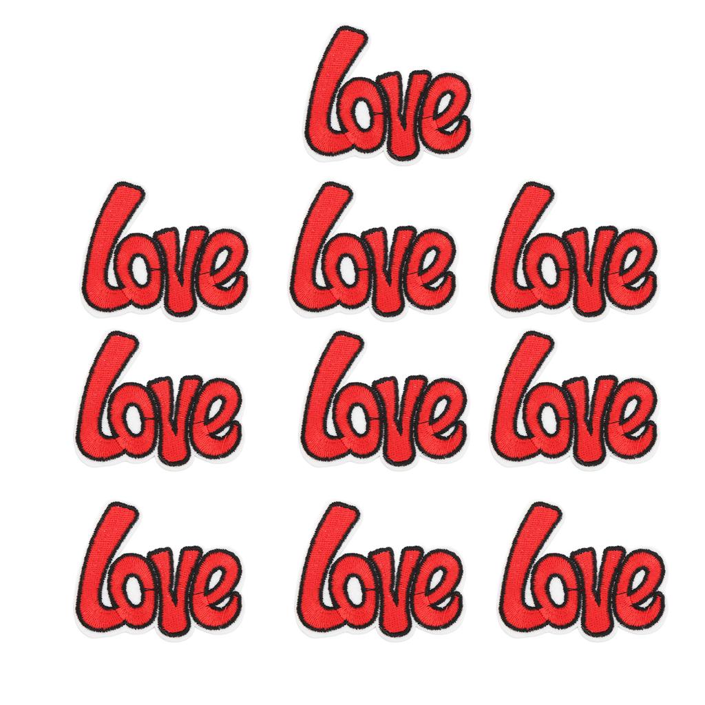 10Pcs Love Embroidered Patch Fine Embroidery Shading Blemishes Damage DIY Love Patches for Clothes